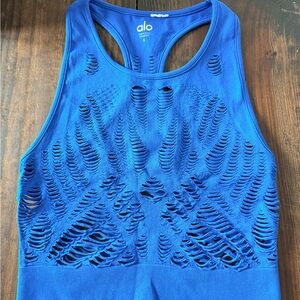 ALO Yoga Women's Vibrant Blue Cutout Tank Top
